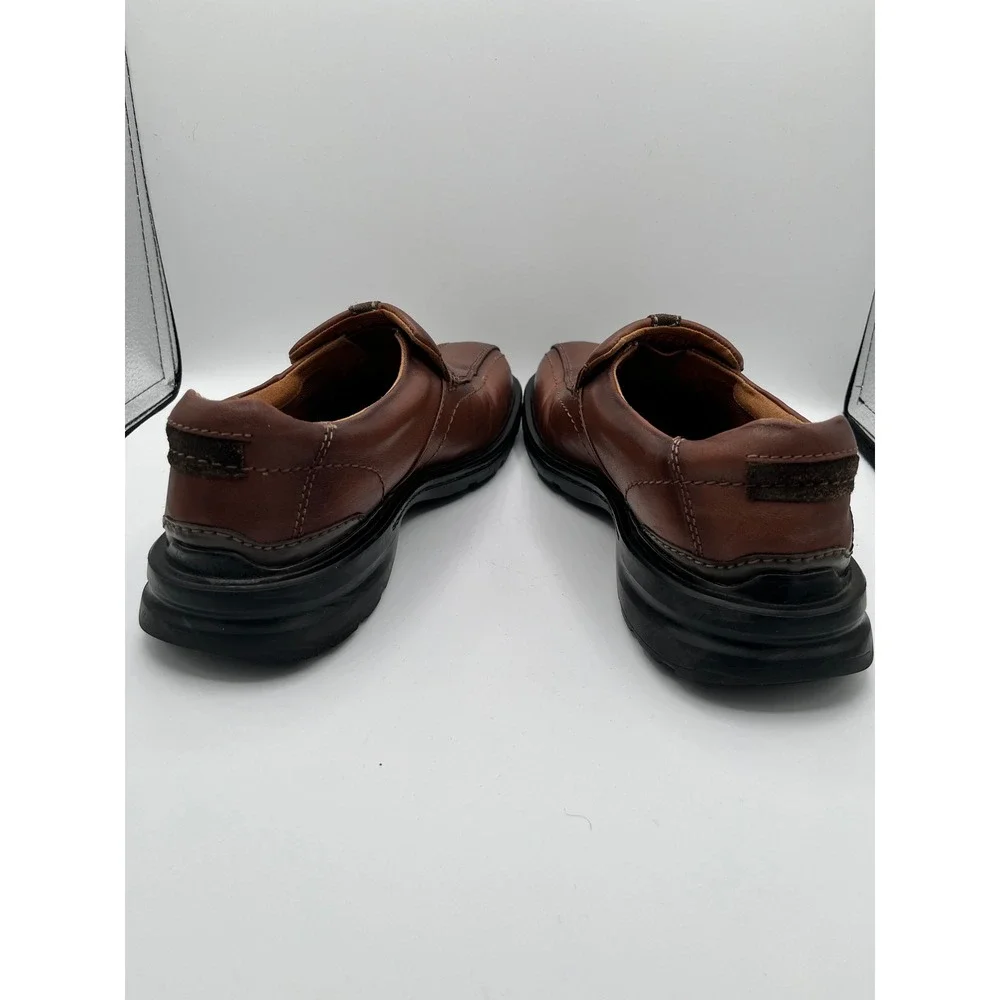 Clarks Men Brown Leather Slip On Loafers Extreme Comfort Bicycle Toe Sz 10M